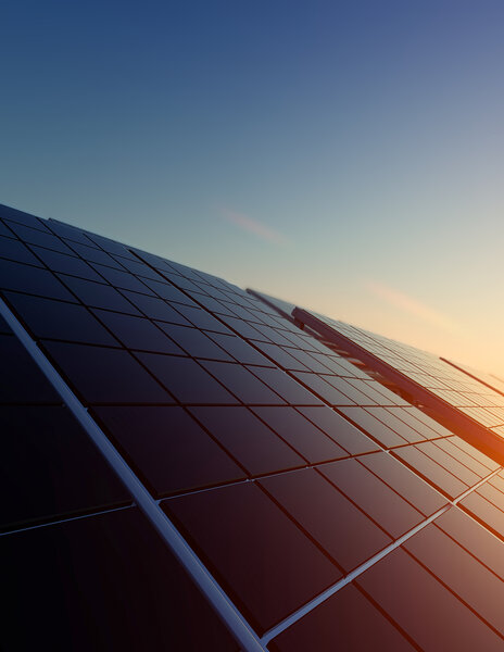 solar panels sunset