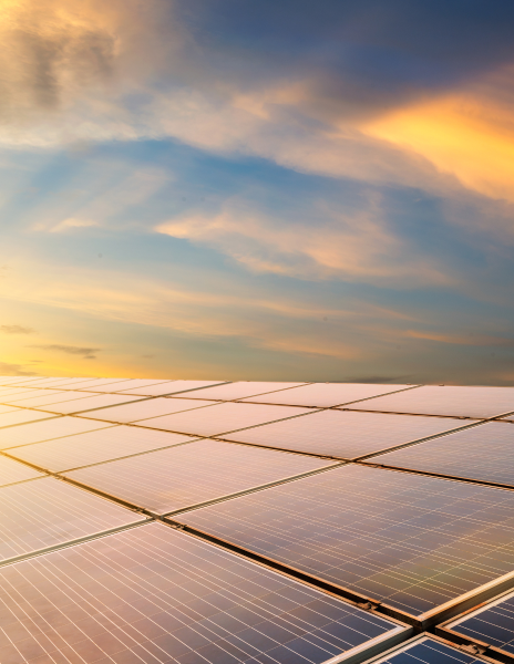 solar panels sunset