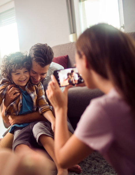 family having fun in their home
