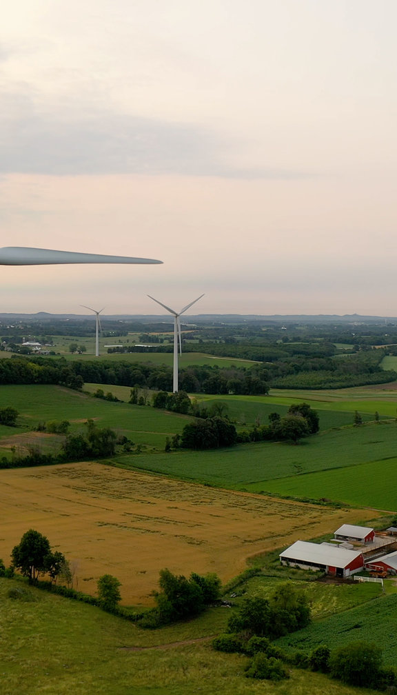 Aerial view of Wind turbines