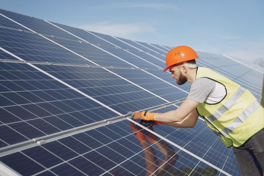 engineer installing solar