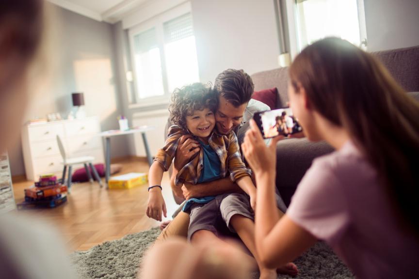 family having fun in their home